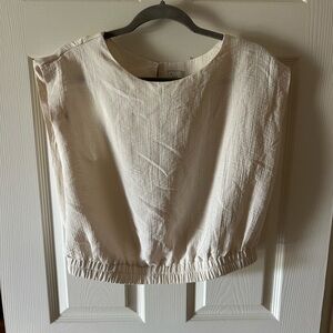 a new day Cream Textured Sleeveless Elastic-Hem Tank